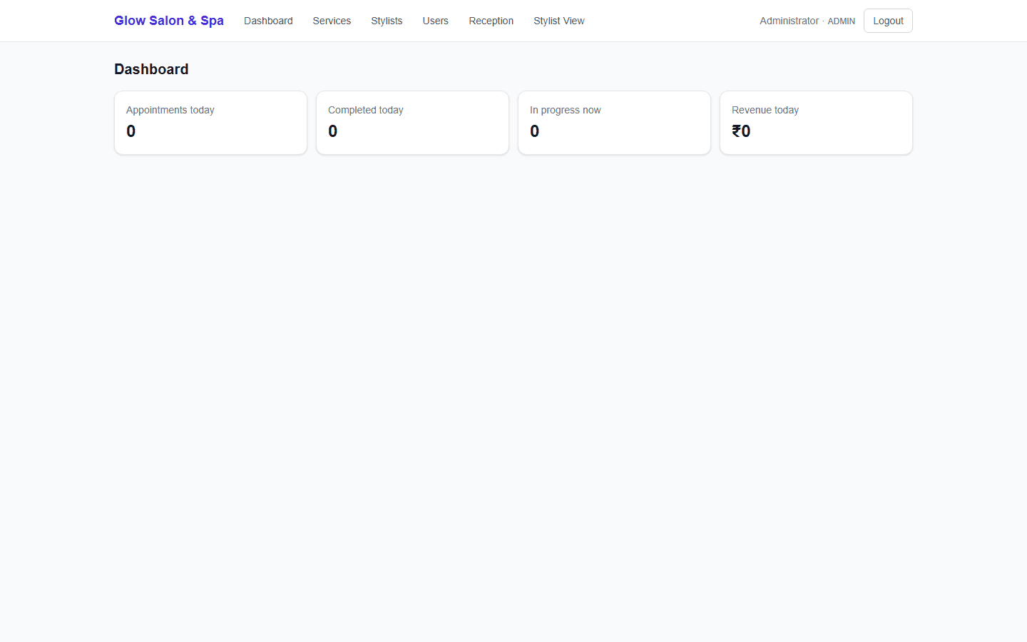 Salon & Spa Booking System — screenshot of the running product