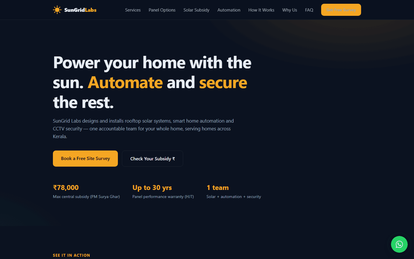 SunGrid Labs — screenshot of the running product